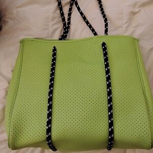 Vibrant Green Tote with Black Detailing